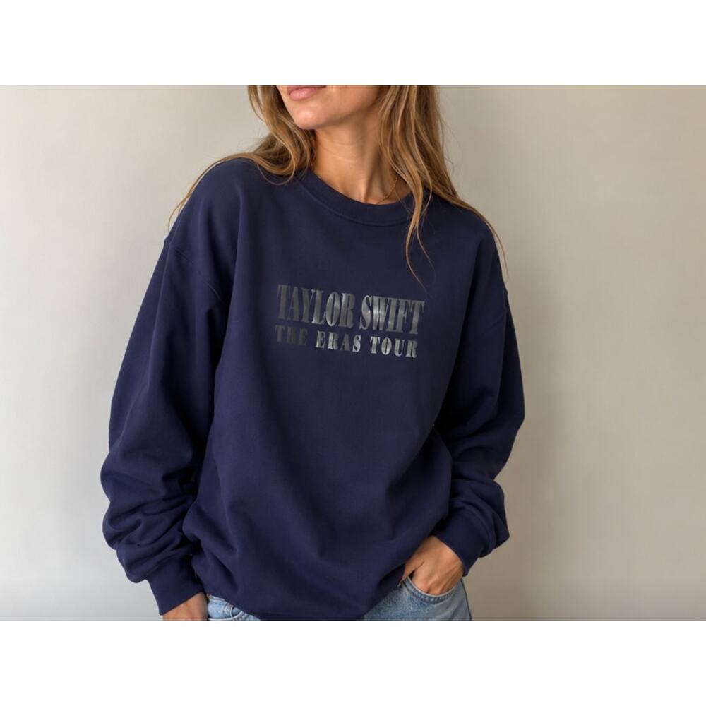 Taylor Swift The Eras Tour Crew Merch Neck Sweatshirt Navy Medium